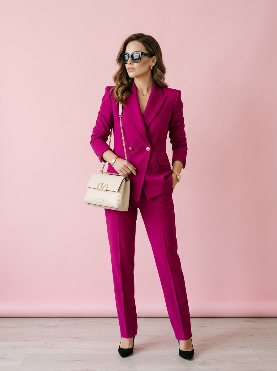 LUXE Fashion Model in Pink Suit